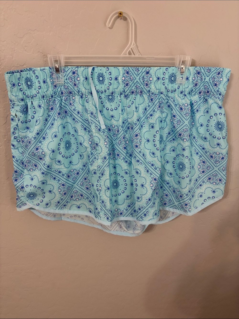 all in motion Light Aqua Paisley-Print Athletic Lounge Shorts